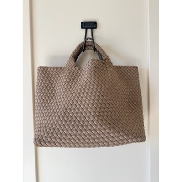 Naghedi Handbags - Naghedi St. Barths Medium Tote Bag Taupe Woven Neoprene Handbag